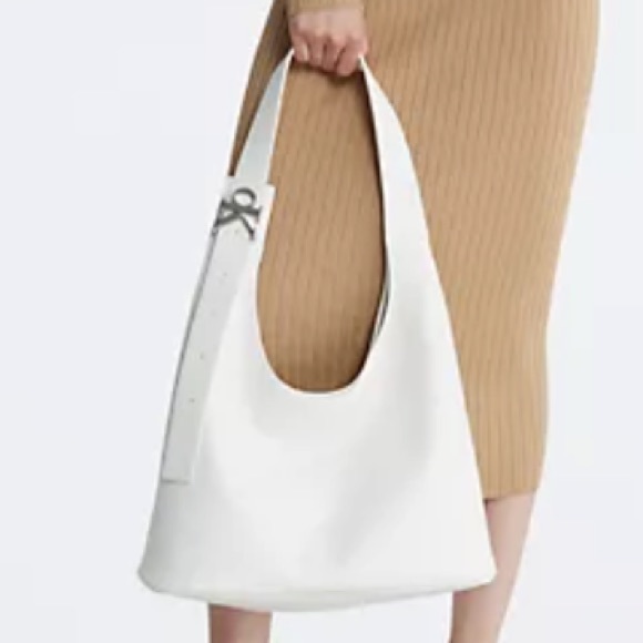 Calvin Klein Handbags - 🆕 Calvin Klein Archive Silver Hardware Buckle Shoulder Bag in Tofu